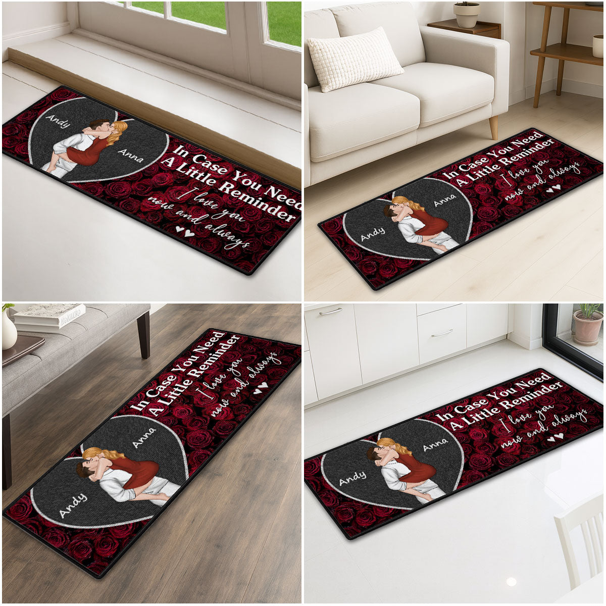 Custom Couple Rug, Anniversary Housewarming Gift For Wife Husband • Love You Now And Always - Personalized Runner Rug