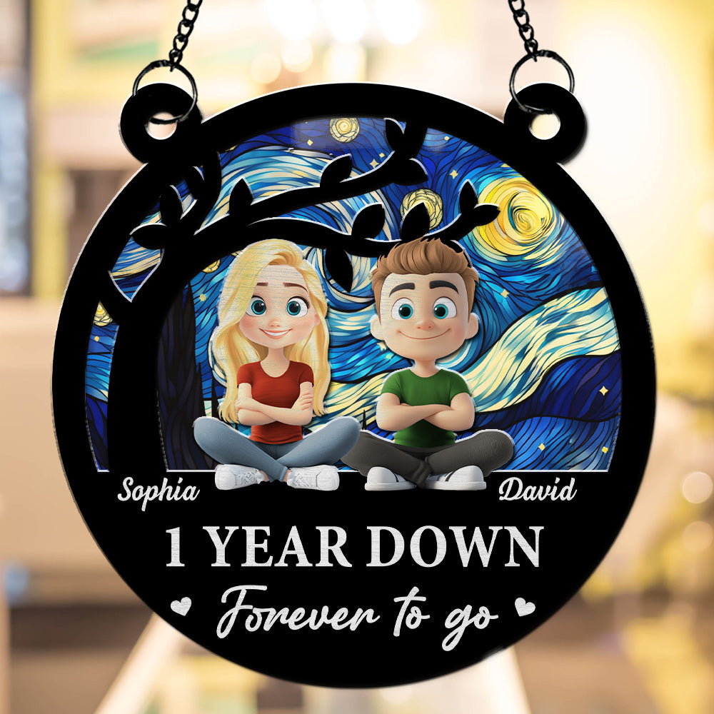 Custom Couple Hanging Decor, Anniversary Valentine's Day Gifts • Forever To Go Together - Personalized Suncatcher
