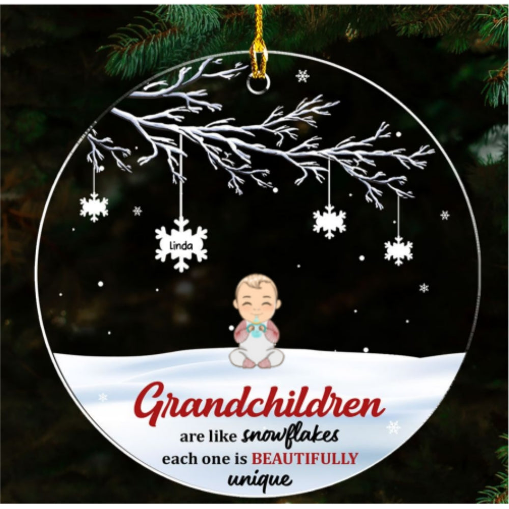 Custom Keepsake Christmas Ornament •  Each Snowflake Is Beautifully Unique - Personalized Acrylic Ornament