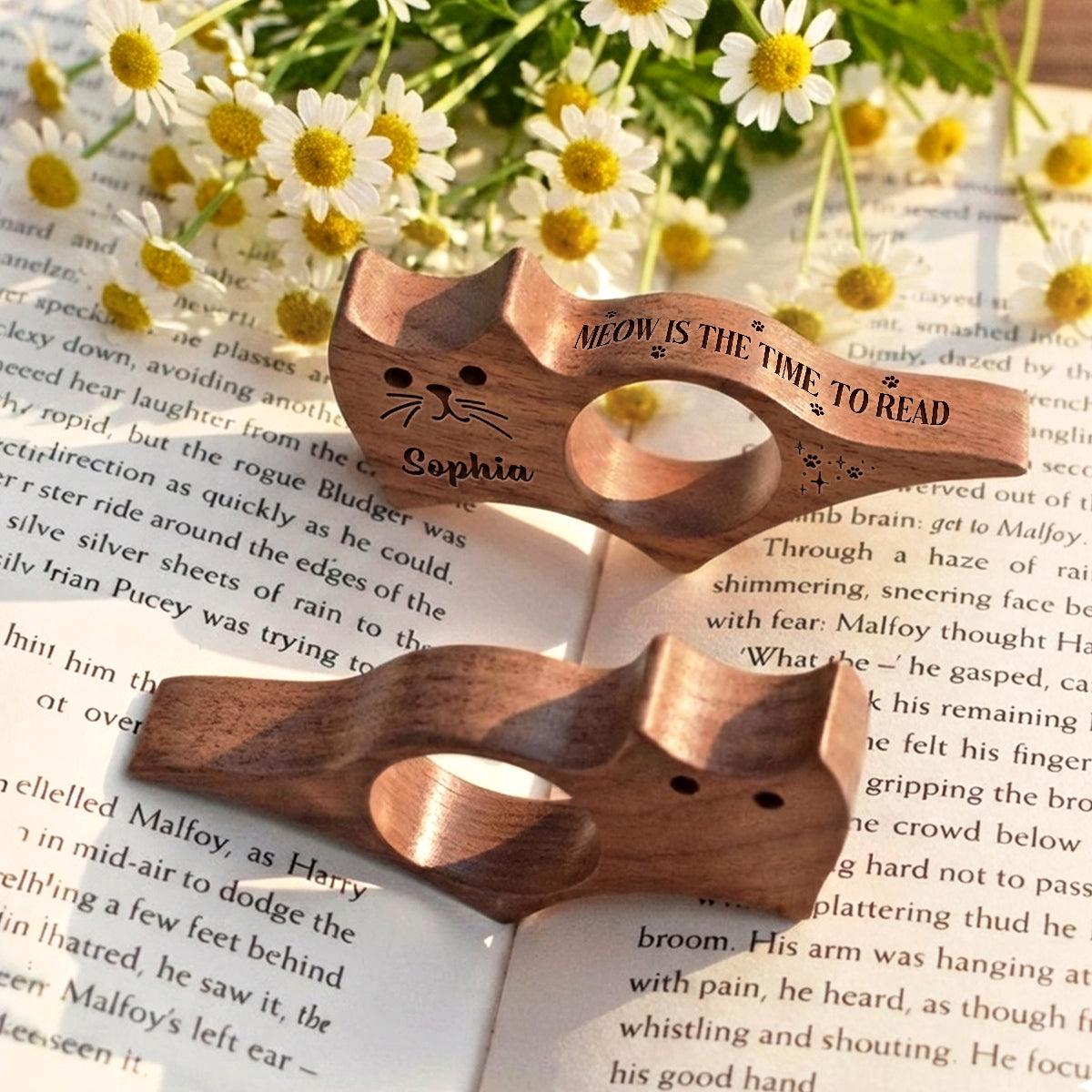 Custom Christmas Birthday Bookish Gifts For Book Lovers & Cat Lovers • Flicks And Plot Twists - Personalized Cat Book Page Holder