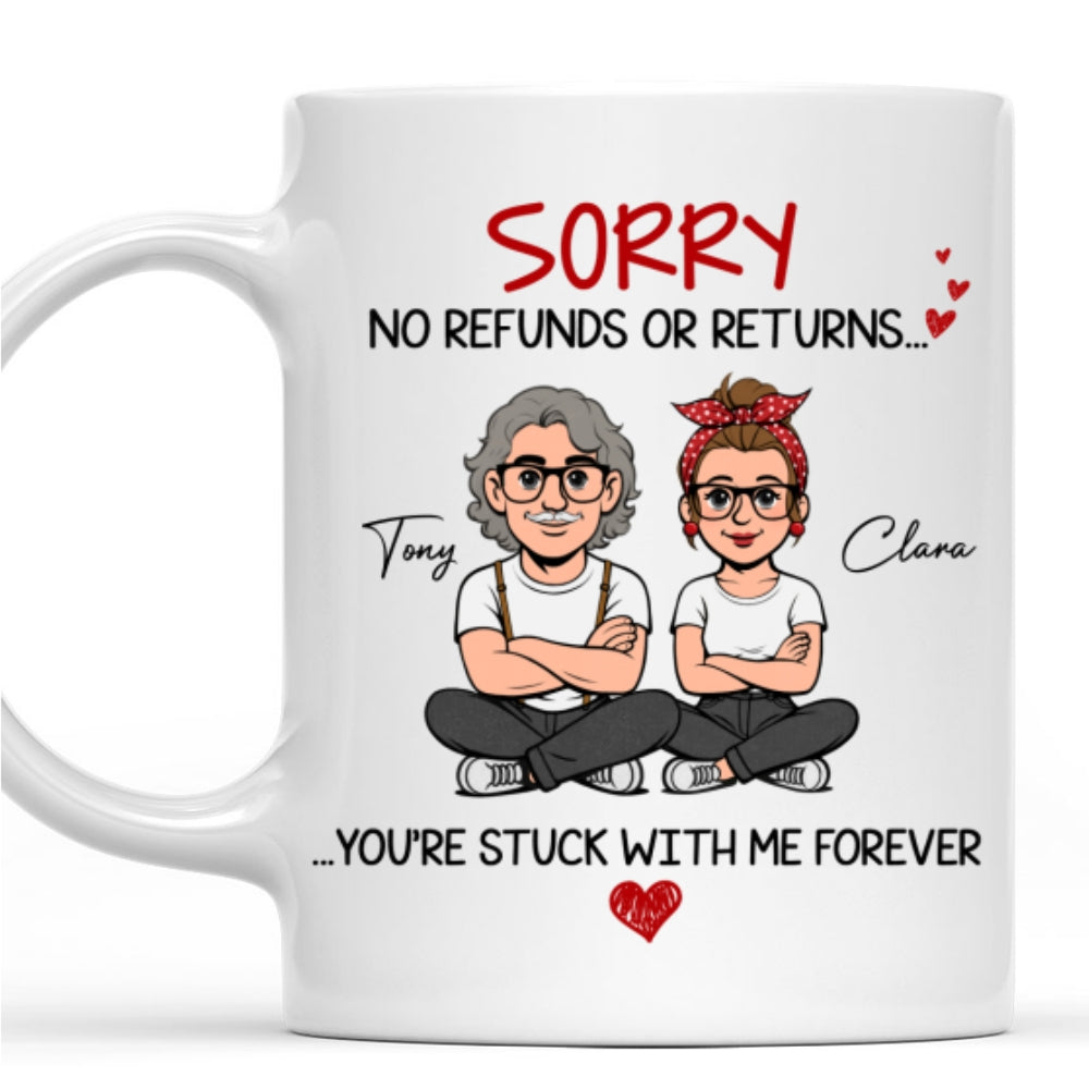 Custom Anniversary Keepsake Gifts For Couple • Retro You Are Stuck With Me Forever - Personalized Coffee Mug