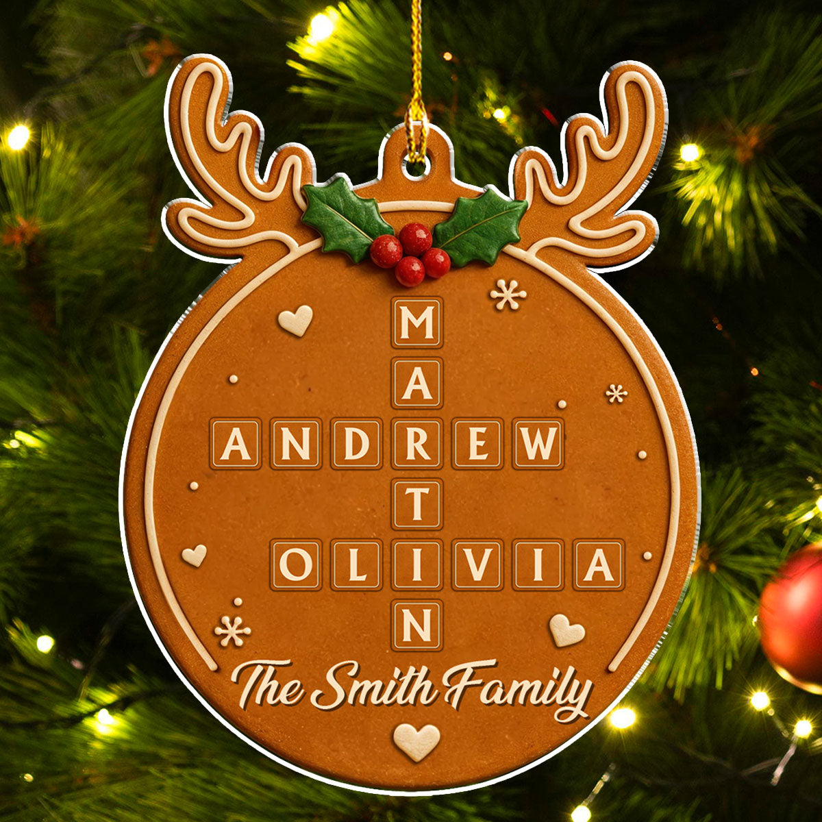 Custom Family Ornament, Christmas Gift for Family Members •  Ginger Bread - Personalized Acrylic Ornament