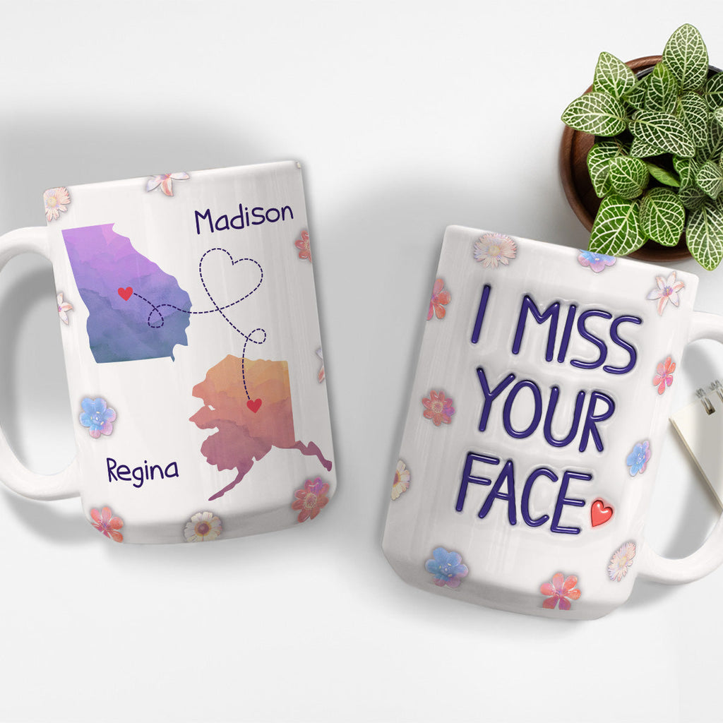 Custom Best Friend, Christmas & Birthday Friendship Keepsake Gift • Long Distance State Besties - Personalized 3D Inflated Effect Mug