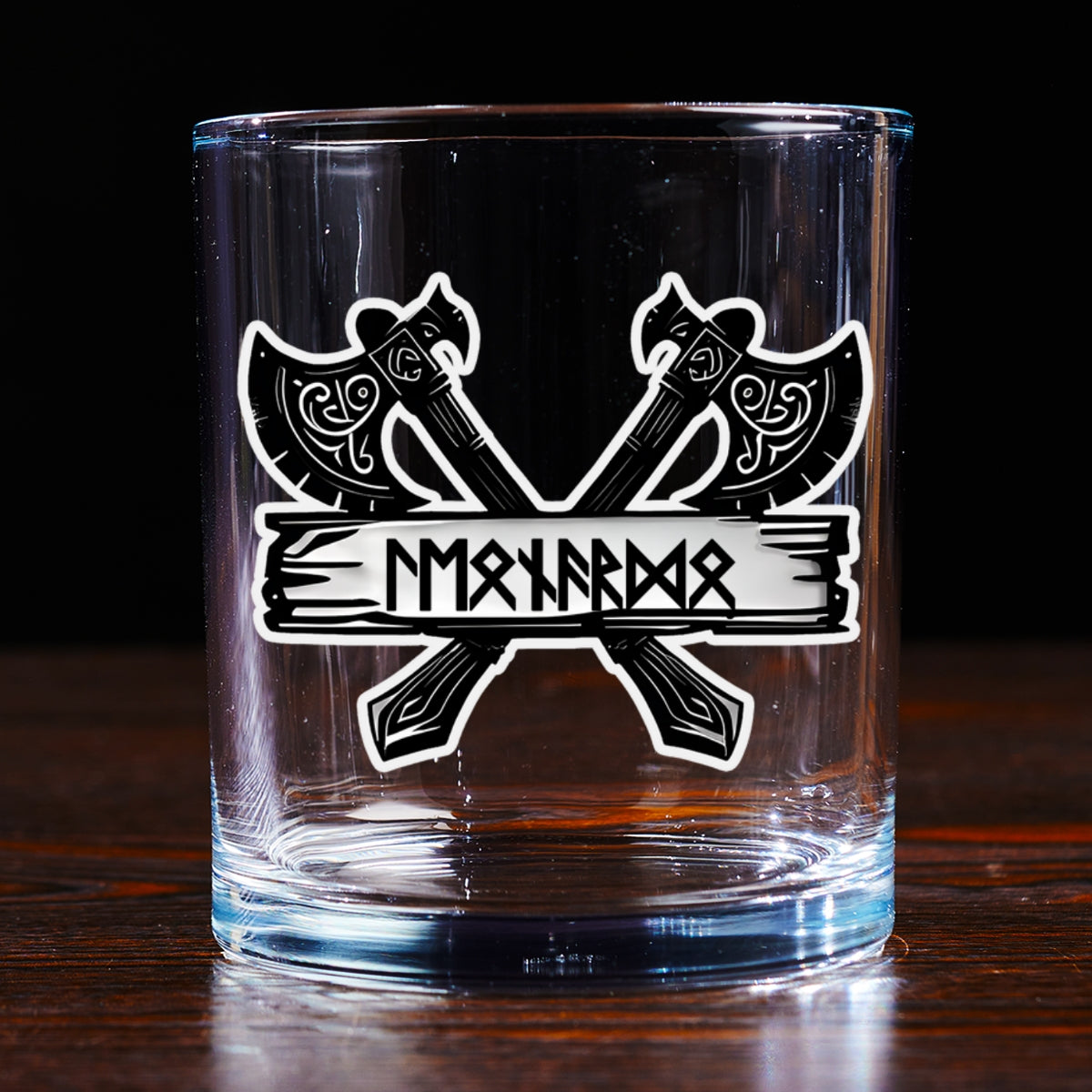 Custom Christmas Birthday Drinkware Gifts for Dad • Name In Viking Runes - Personalized Whiskey Glass
