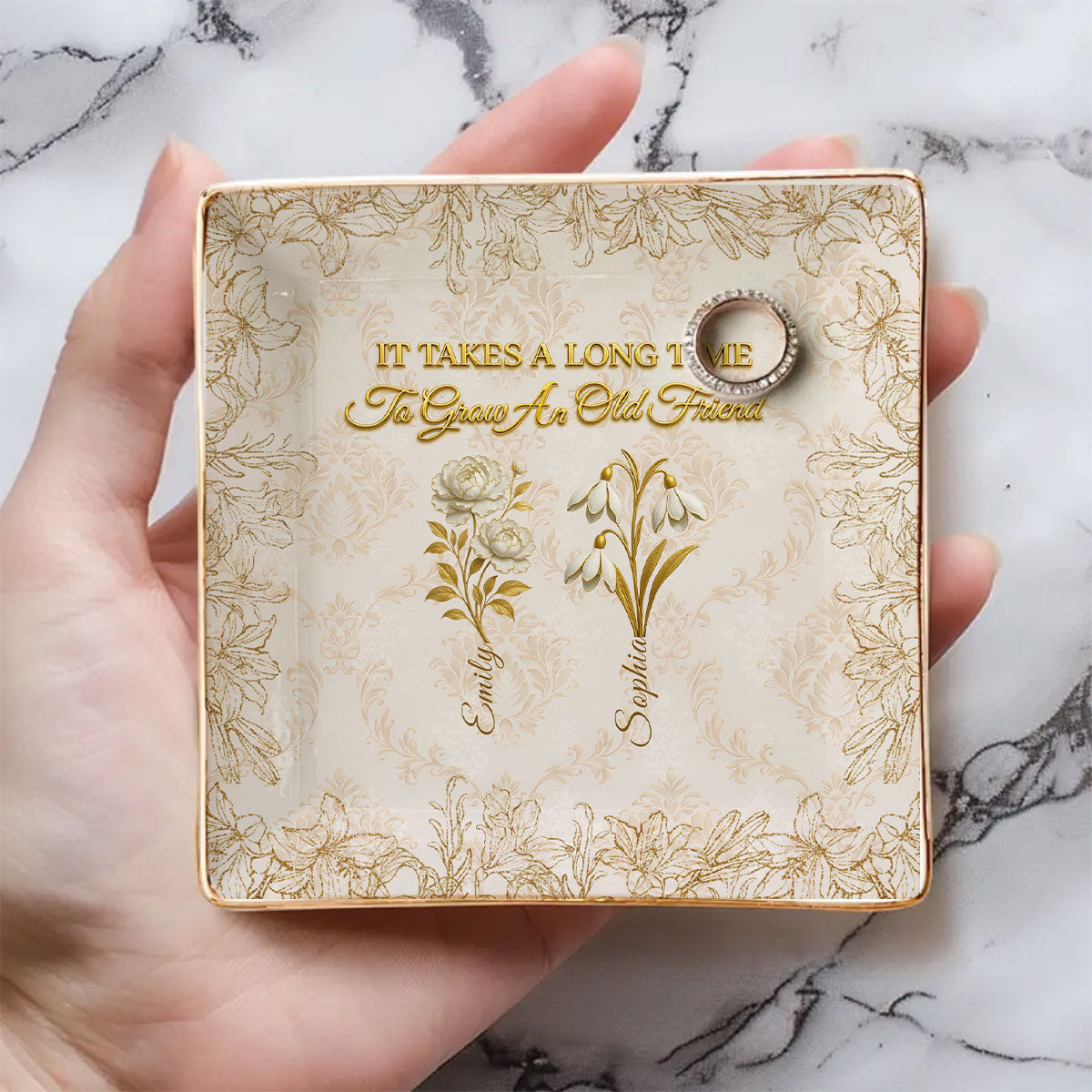 Custom Bestie Trinket Dish, Birthday Christmas Gift For Best Friend • My Vintage Friend - Personalized Jewelry Dish