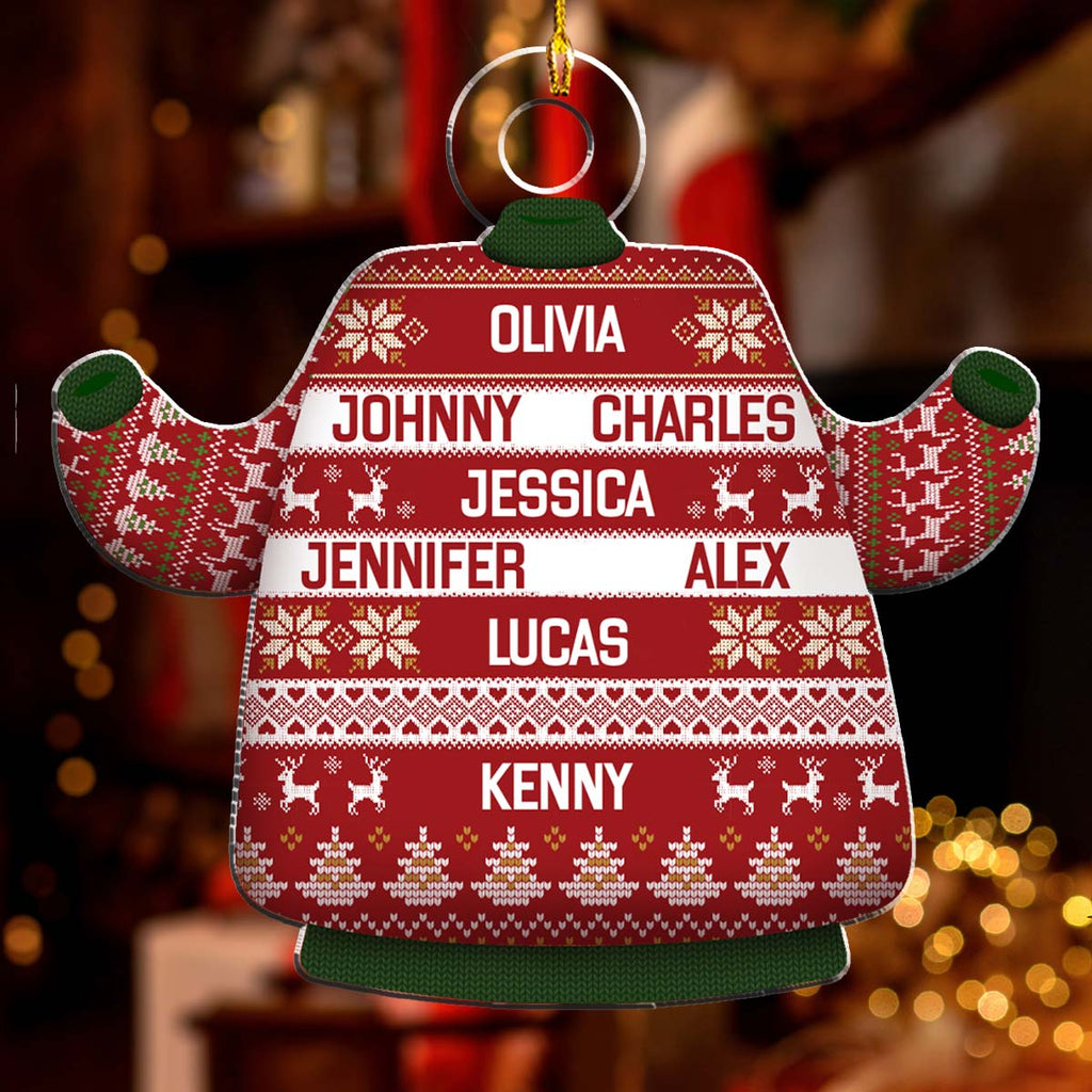 Custom Family Ornament, Christmas Gift for Family Members •  Family Names Festive - Personalized Acrylic Ornament