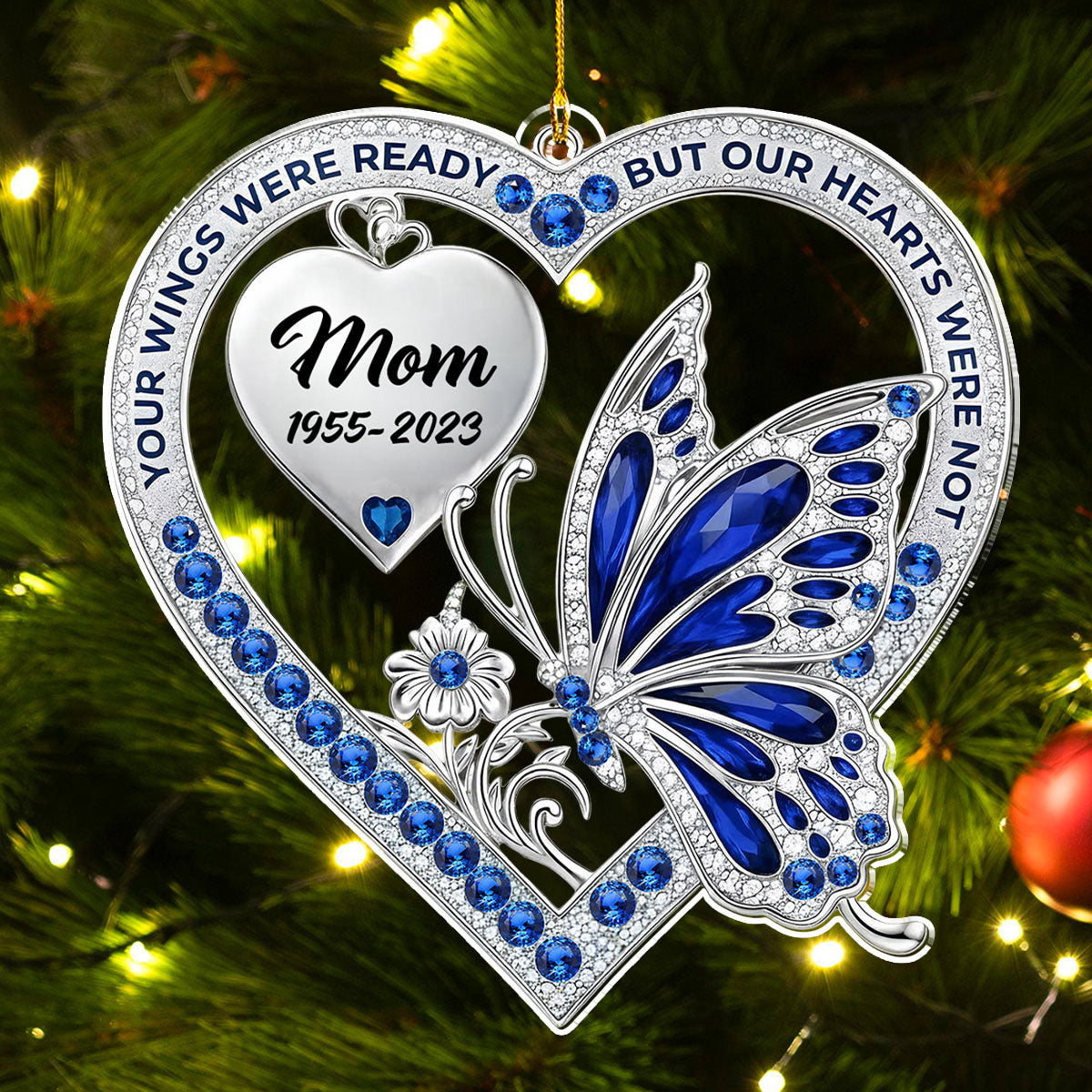 Custom Memorial Christmas Ornament, Sympathy Keepsake •  Your Wings - Personalized Acrylic Ornament