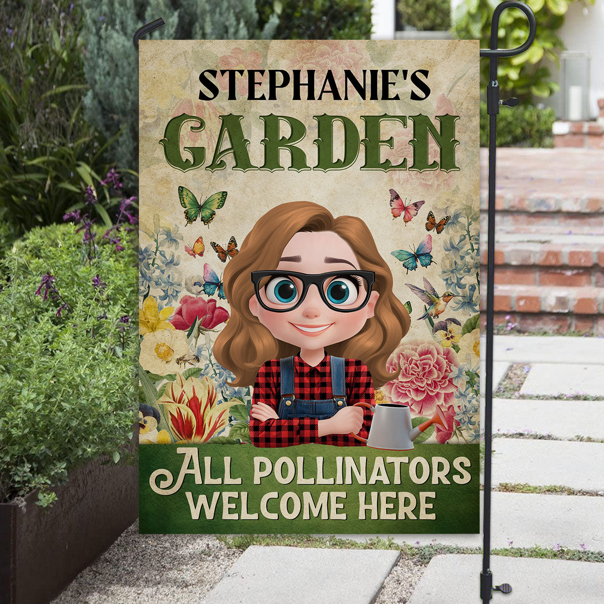 Welcome Here All Pollinators - Personalized Flag