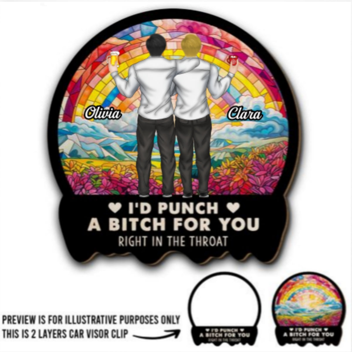 A Punch for Best Friends - Personalized Car Visor Clip