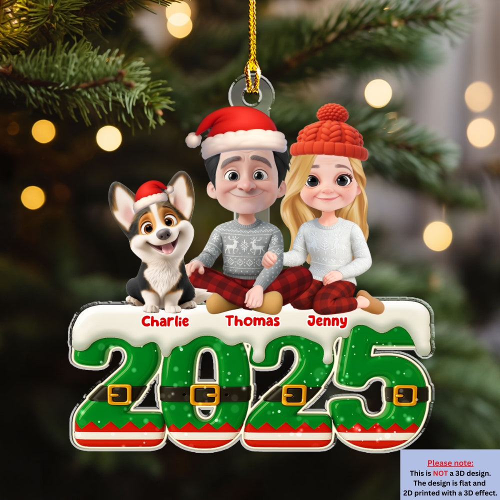 Custom Family Ornament, Christmas Gift for Family Members •  Elf Family - Personalized Acrylic Ornament