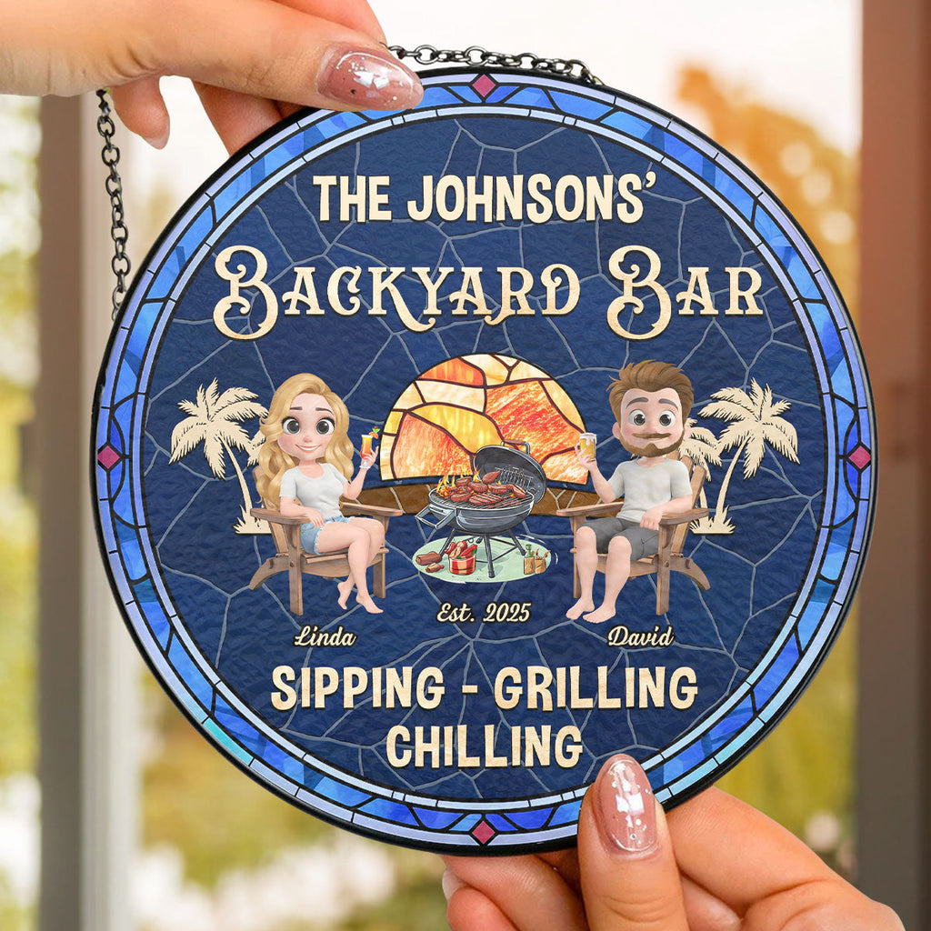 Custom Couple Hanging Decor, Anniversary Valentine's Day Gifts • We At Pool And Patio - Personalized Window Hanging Suncatcher