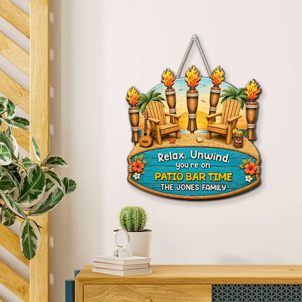 Custom 3D Family Summer Backyard, Patio & Porch Decor • Relax Time - Personalized Wood Sign