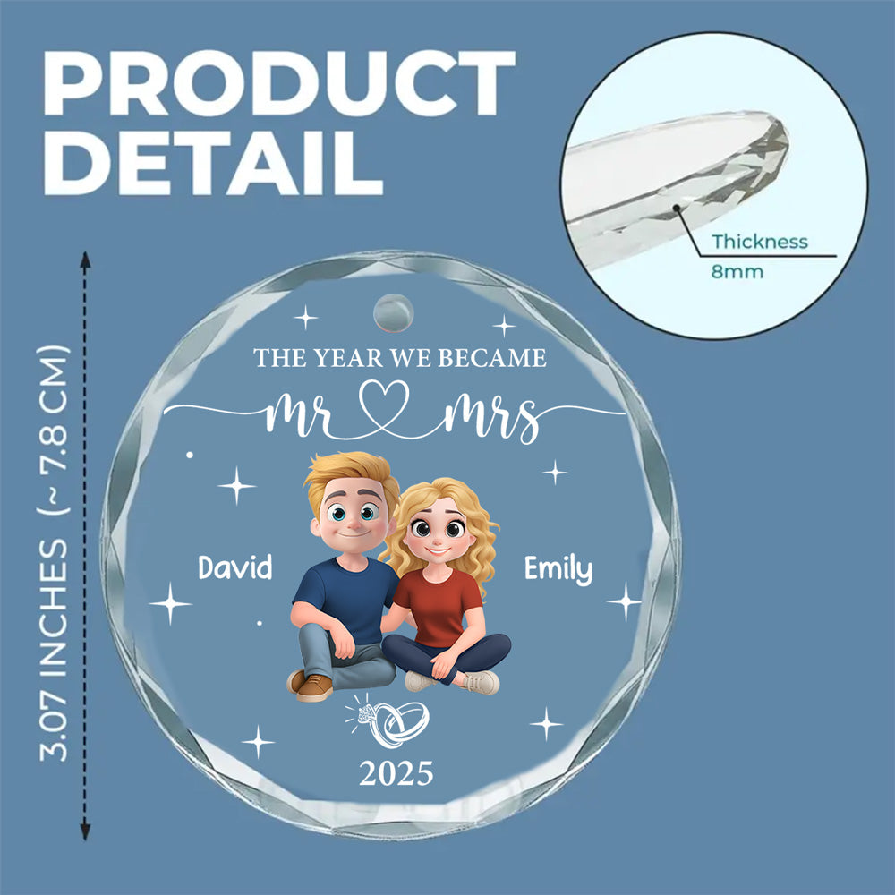 Custom Keepsake Christmas Ornament •  Happily Ever After Begins - Personalized Glass Ornament