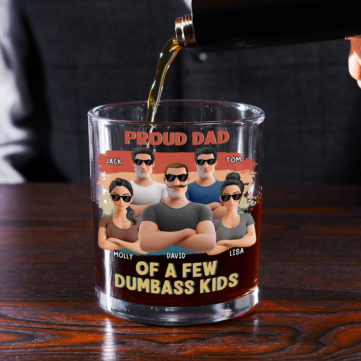 Custom Father's Day Birthday Gifts for Dad • Proud Dad Of A Few Crazy Kids - Personalized Whiskey Glass