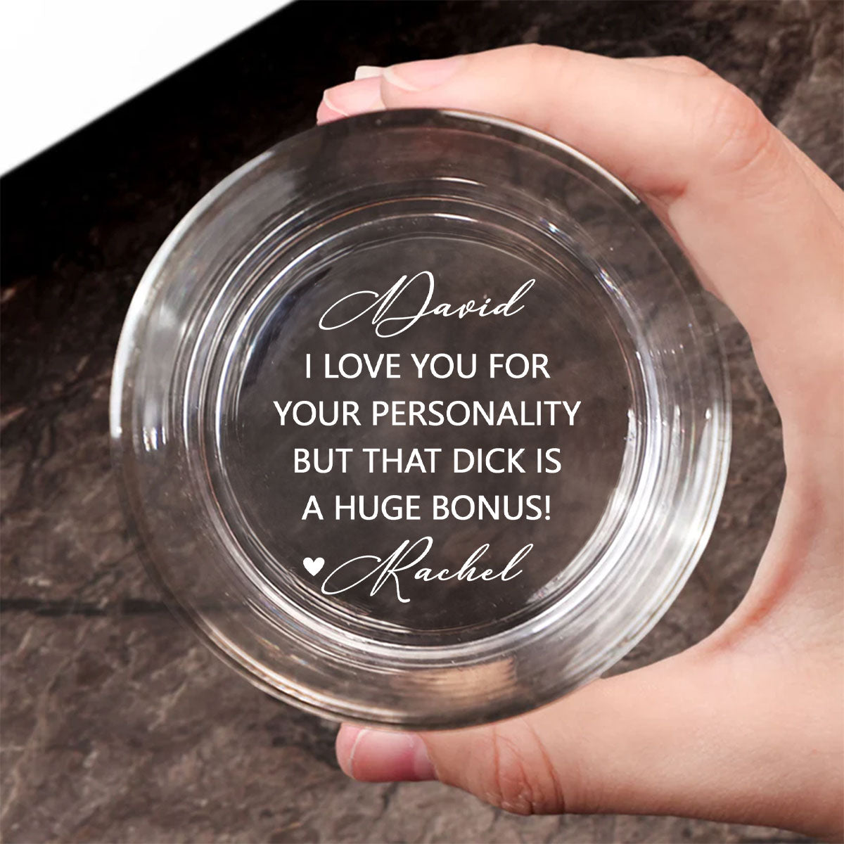Custom Christmas Anniversary Birthday Drinkware Gifts for Husband • I Love Your Personality - Personalized Engraved Whiskey Glass