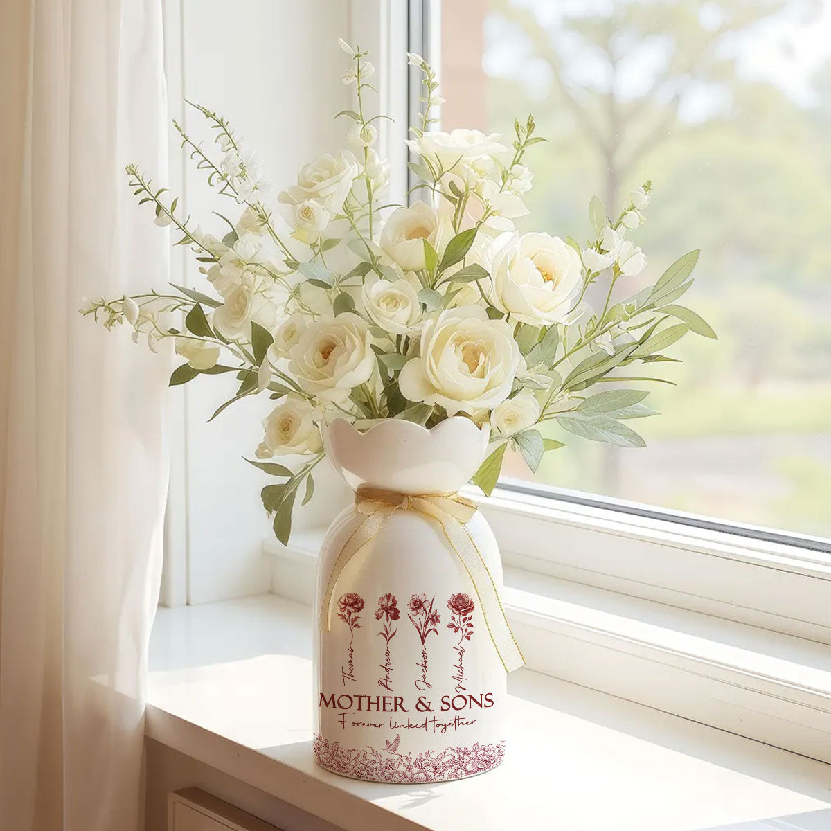 Forever Linked Together - Personalized Ribbon Tie Flower Vase