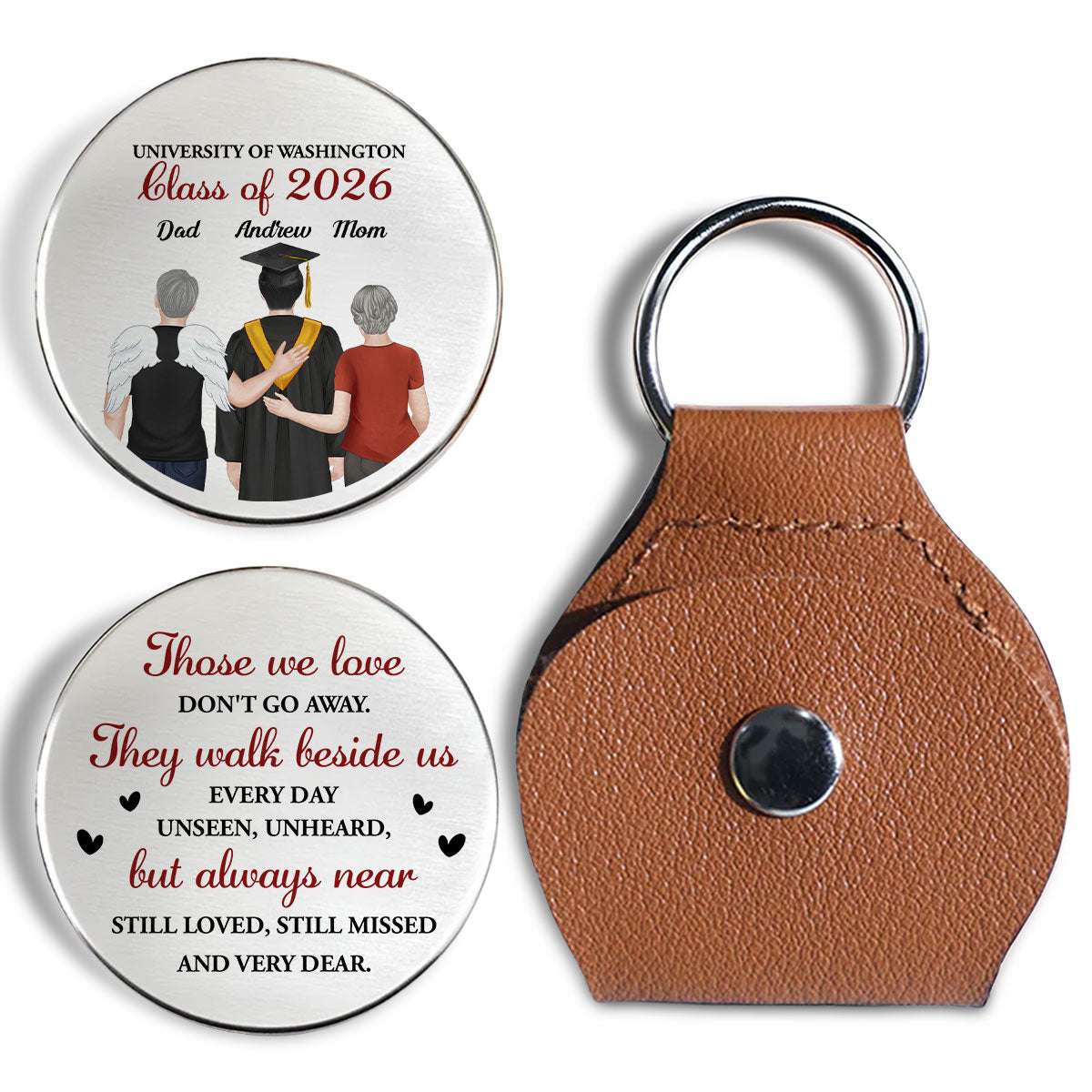 Custom Coin Keychain for Son, Father's Day Birthday Gifts • So Proud Of You Graduation Gift - Personalized Pocket Hug
