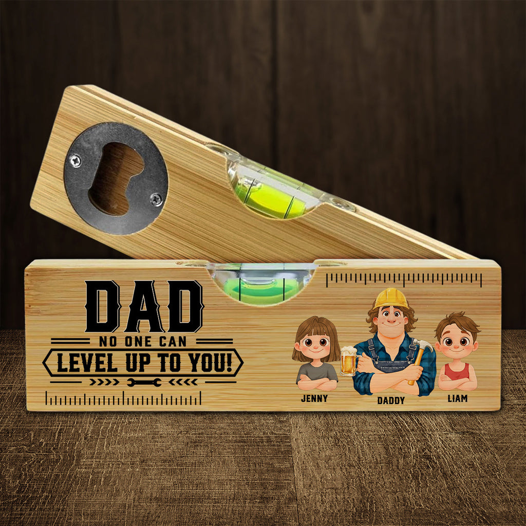 Dad Powered By Love - Personalized Wooden Spirit Level Bottle Opener
