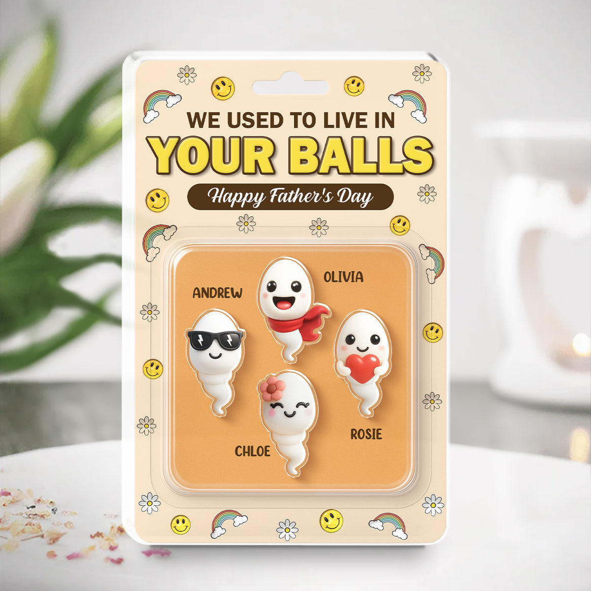 Custom Father's Day Decor, Gift for Dad & Grandpa • We Used To Lived In Your Balls - Personalized Acrylic Plaque