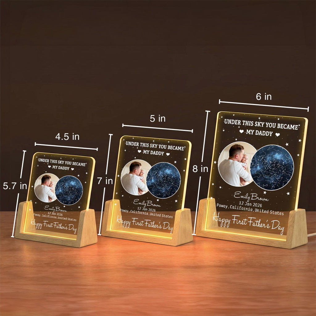 Custom Photo First Father's Day Gift for New Dads • Under This Moon You Became My Daddy 2 - Personalized Night Light