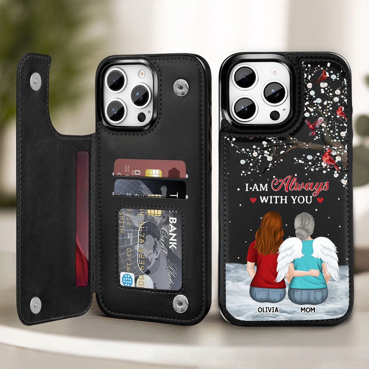 I Am Always With You - Personalized Leather Phone Case