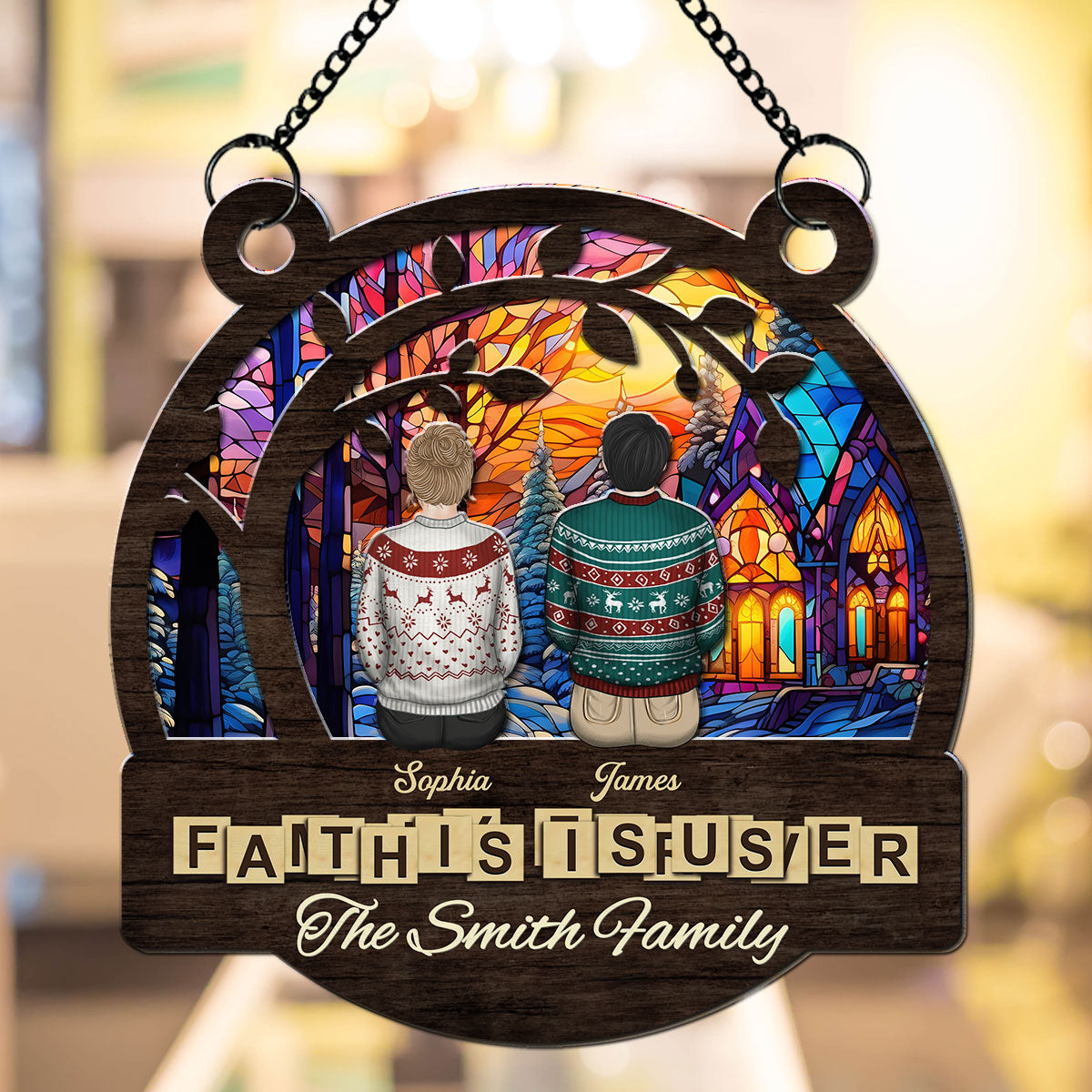 Custom Family Hanging Decor, Christmas Gift for Family Members • There Is No Place Like Home - Personalized Suncatcher