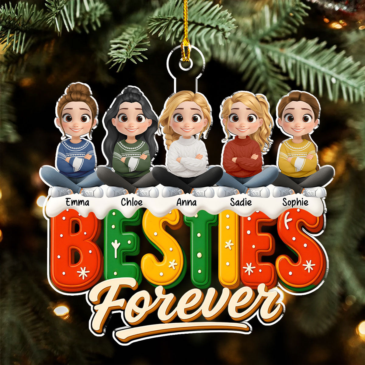 Custom Brothers & Sisters Christmas Ornament •  Siblings Christmas - Personalized Acrylic Ornament