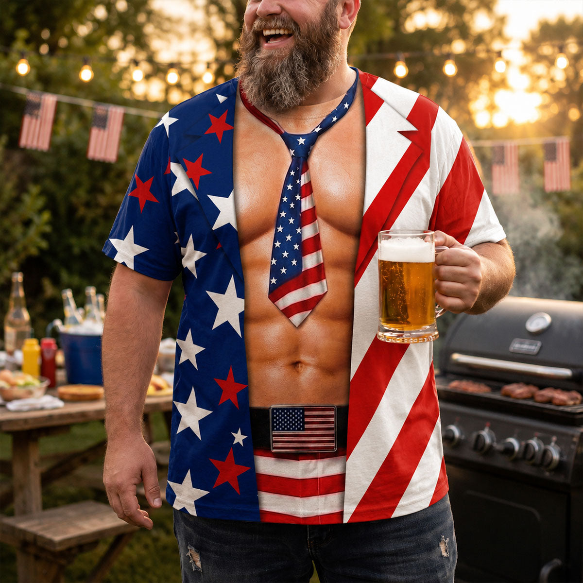 Custom Christmas Anniversary Keepsake Gifts For Husband • Patriotic Men - Personalized All-over-print T-shirt