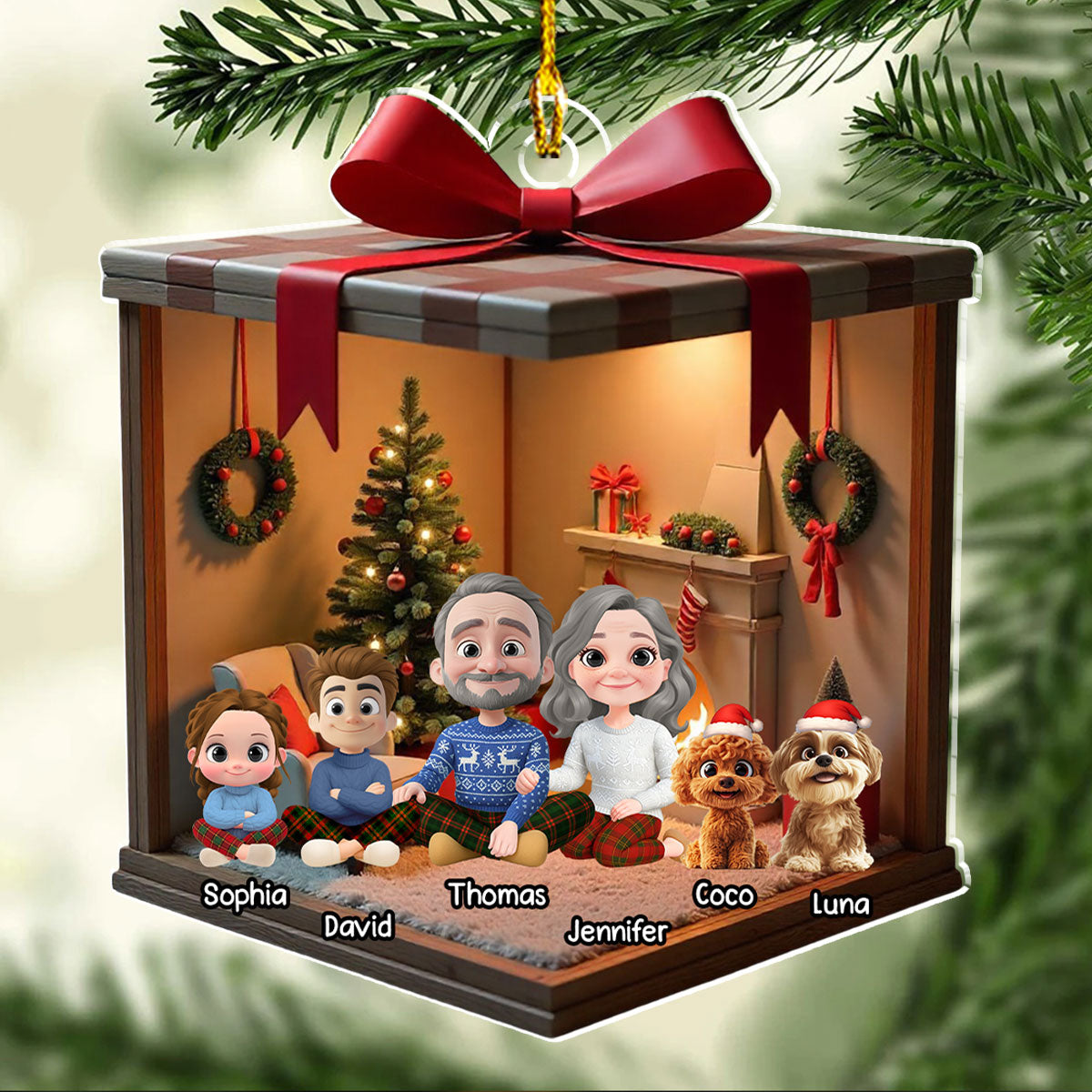 Custom Family Ornament, Christmas Gift for Family Members •  2025 Christmas With Us - Personalized Acrylic Ornament