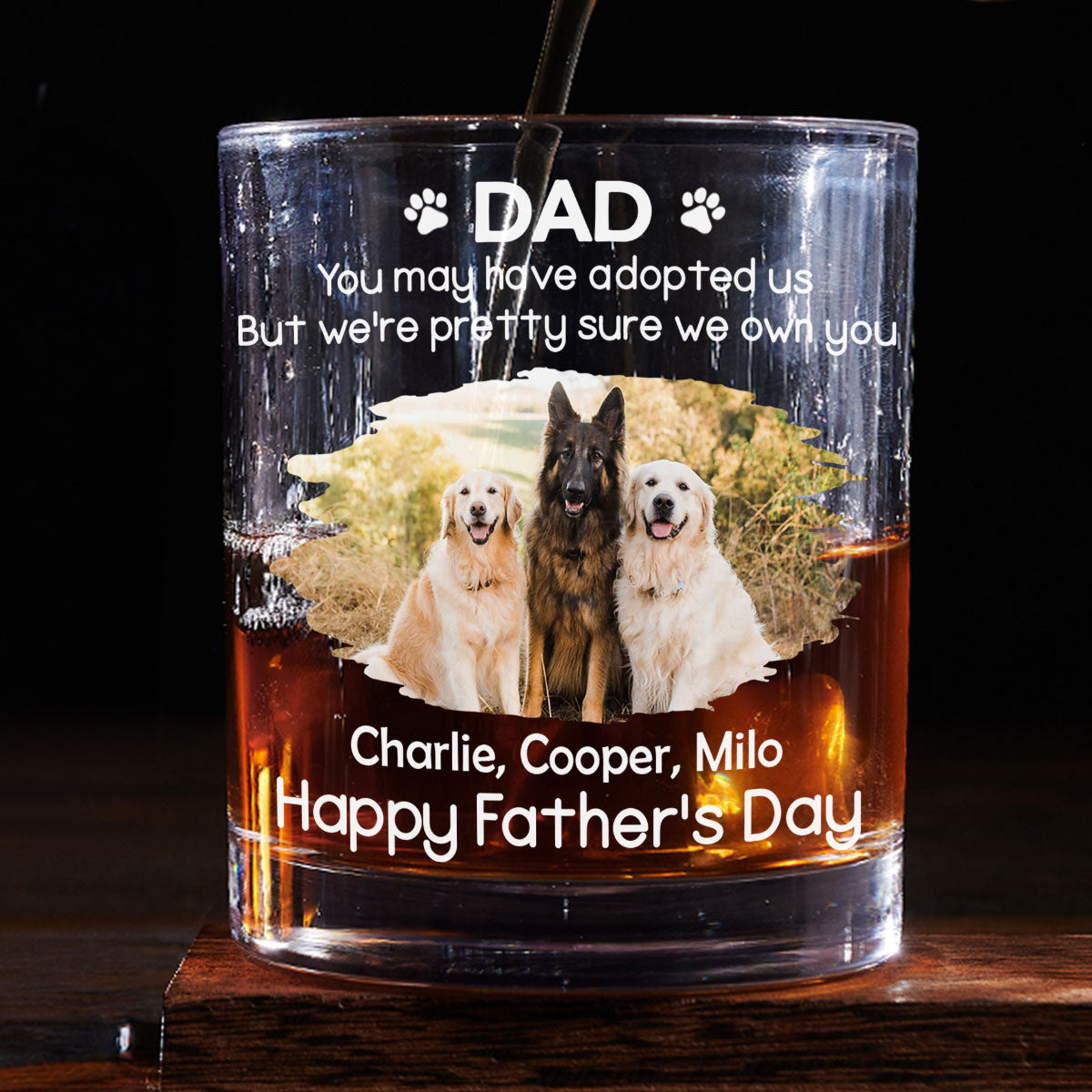 Custom Photo Christmas Birthday Drinkware Gifts for Pet Lovers • I Own You For Sure Photo Ver - Personalized Whiskey Glass