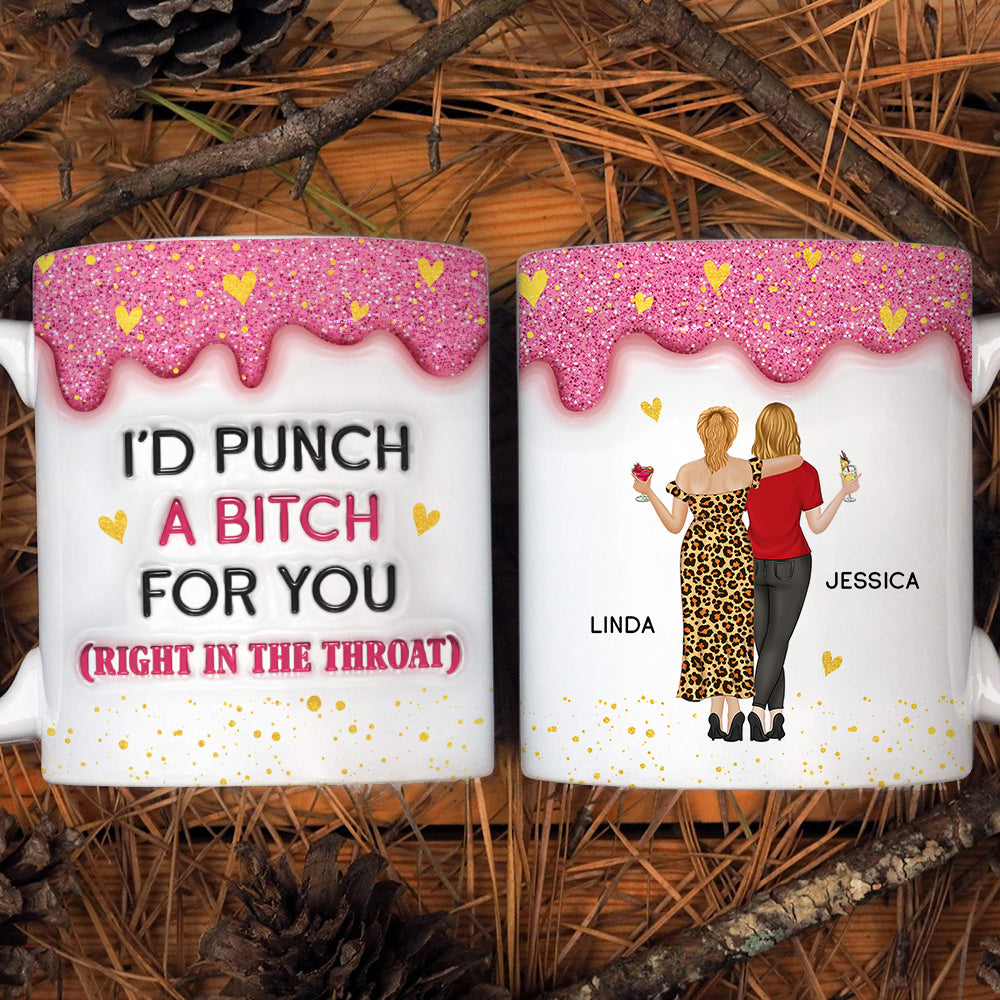 Custom Best Friend, Christmas & Birthday Friendship Keepsake Gift • Twinkle Bestie Glitter - Personalized 3D Inflated Effect Mug