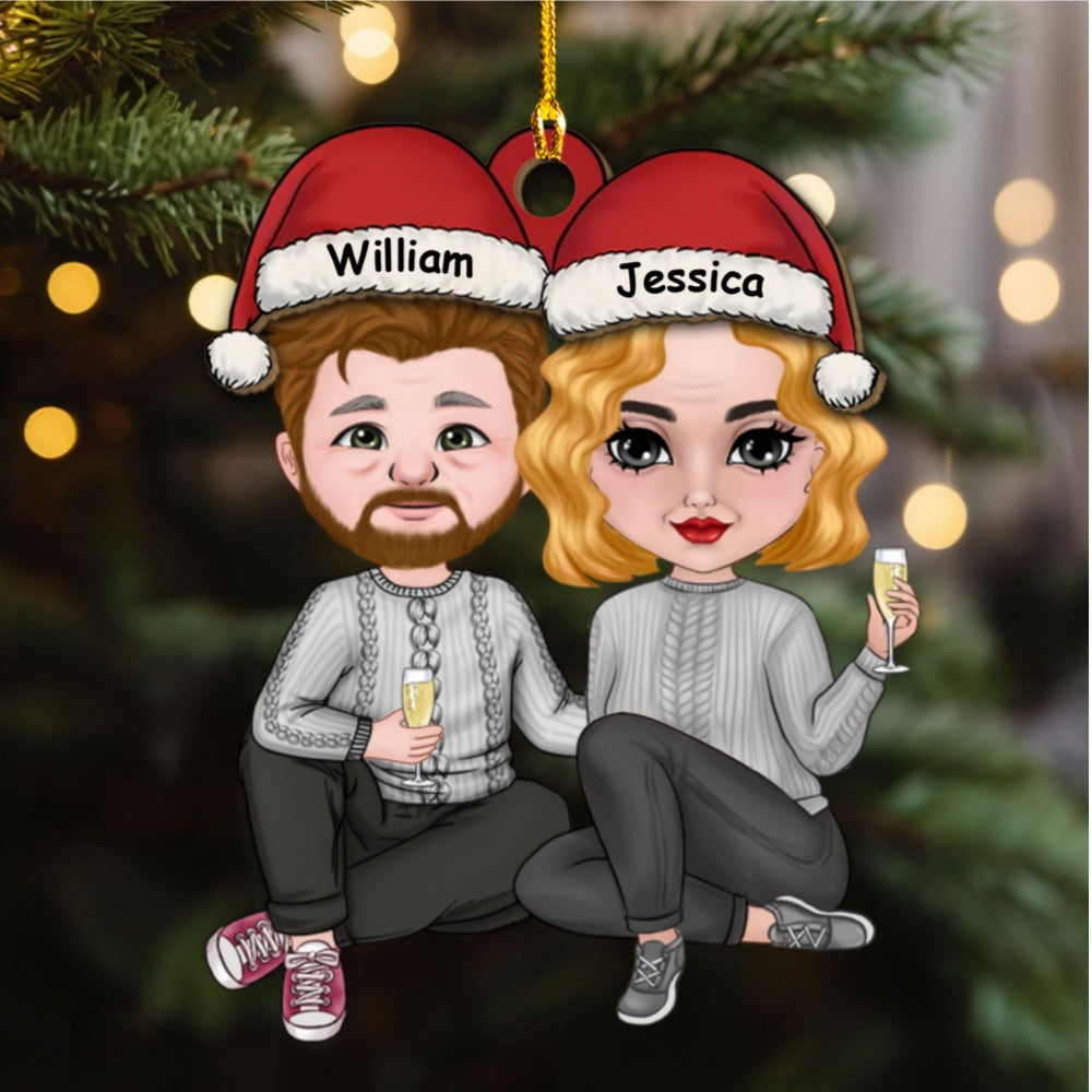 Custom Keepsake Christmas Ornament •  Cheers To A Merry Christmas - Personalized Wood Ornament