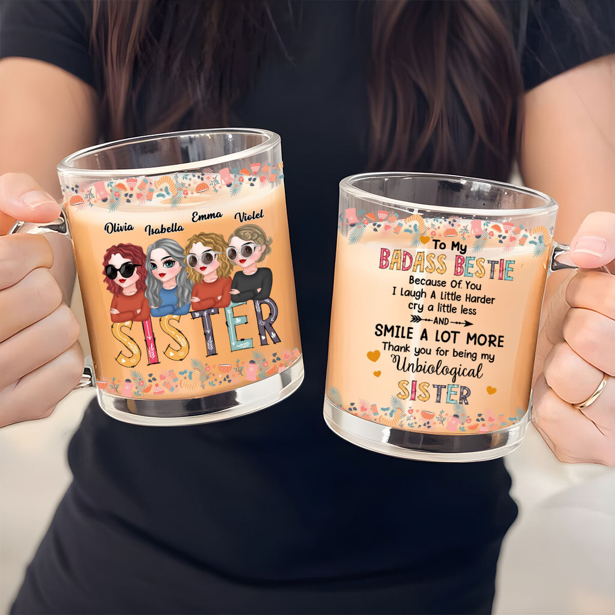 Custom Best Friend, Christmas & Birthday Friendship Keepsake Gift • To My Badass Bestie - Personalized Glass Mug
