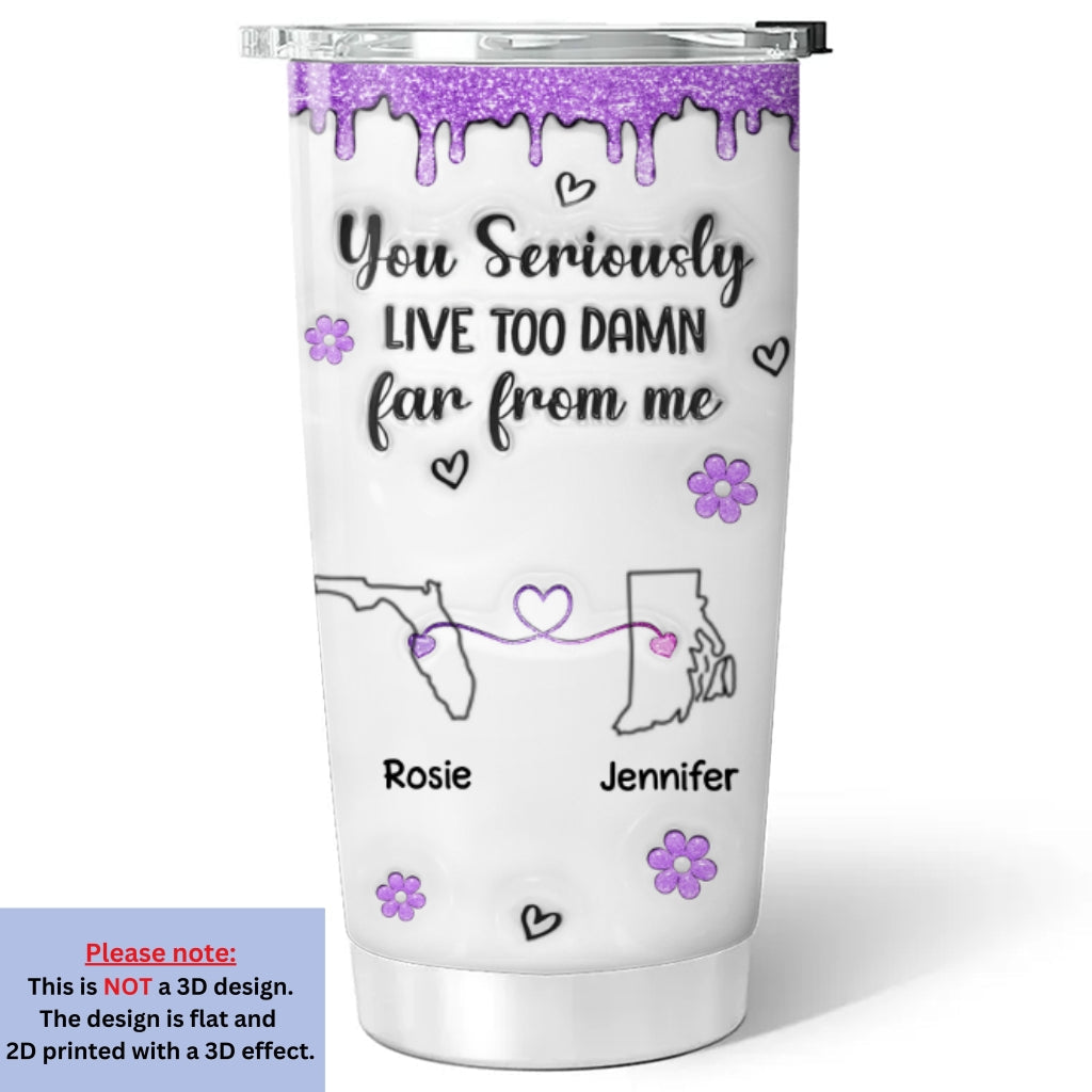 Custom Christmas Birthday Gifts For Best Friend • Wish You Lived Closer - Personalized 3D Inflated Effect Tumbler