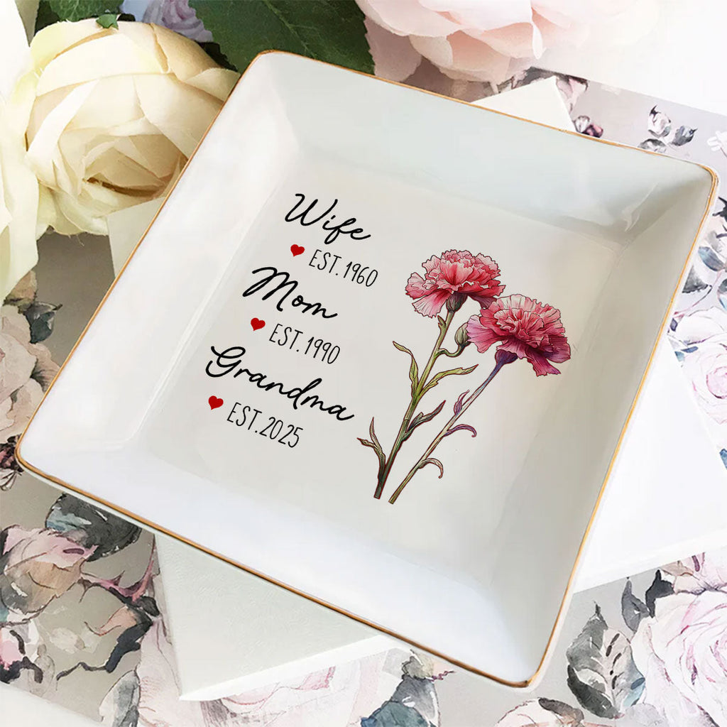 Custom Grandma Trinket Dish, Birthday Christmas Gift • Great Grandma - Personalized Jewelry Dish