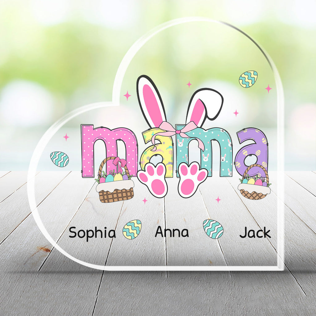 Custom Family Decor, Christmas Birthday Family Keepsake • Easter Bunny Coquette Bow - Personalized Acrylic Plaque