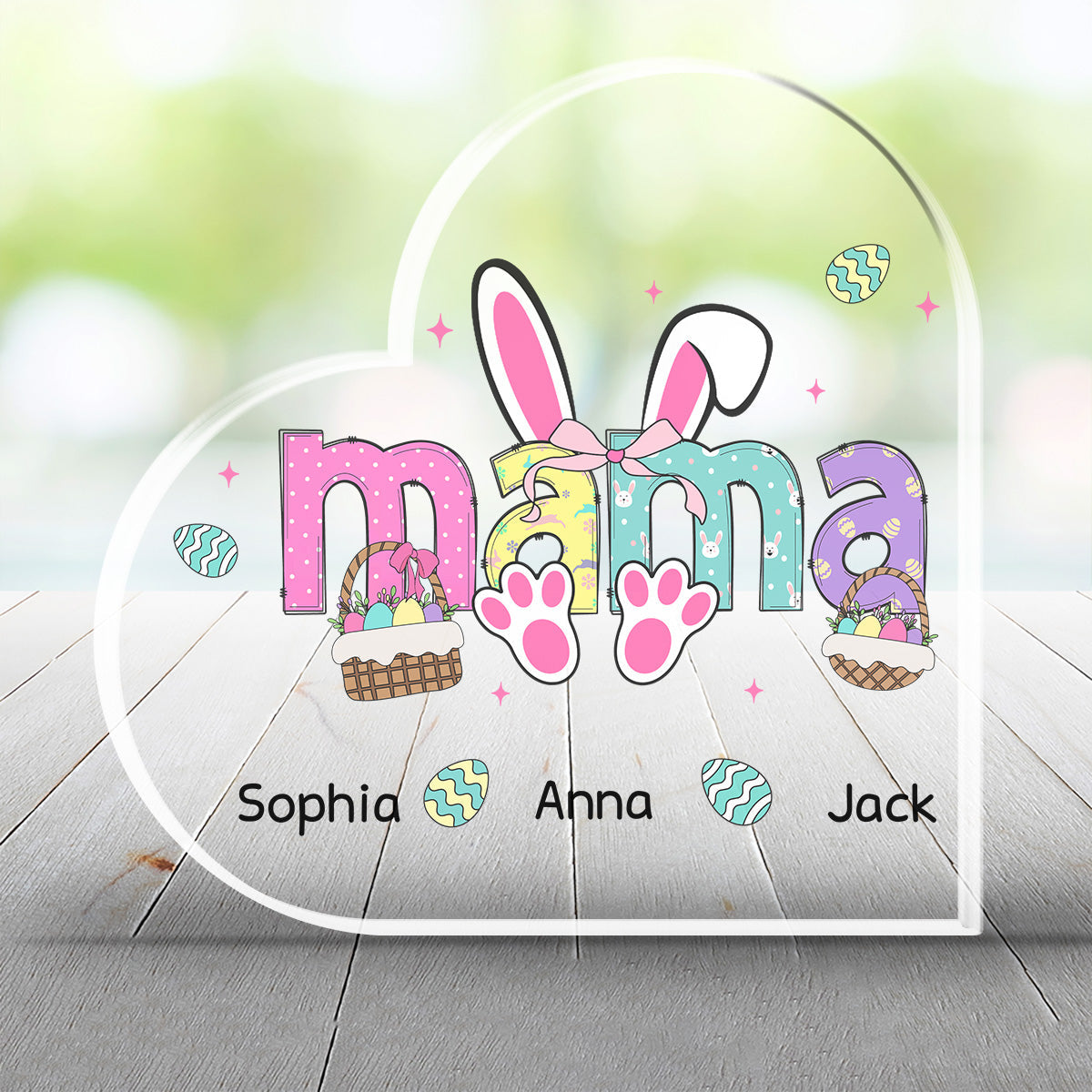 Custom Family Decor, Christmas Birthday Family Keepsake • Easter Bunny Coquette Bow - Personalized Acrylic Plaque