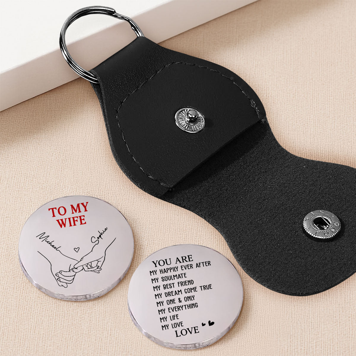 Custom Coin Keychain for Husband, Couple Anniversary Valentine's Day Gifts • My Everything - Personalized Pocket Hug