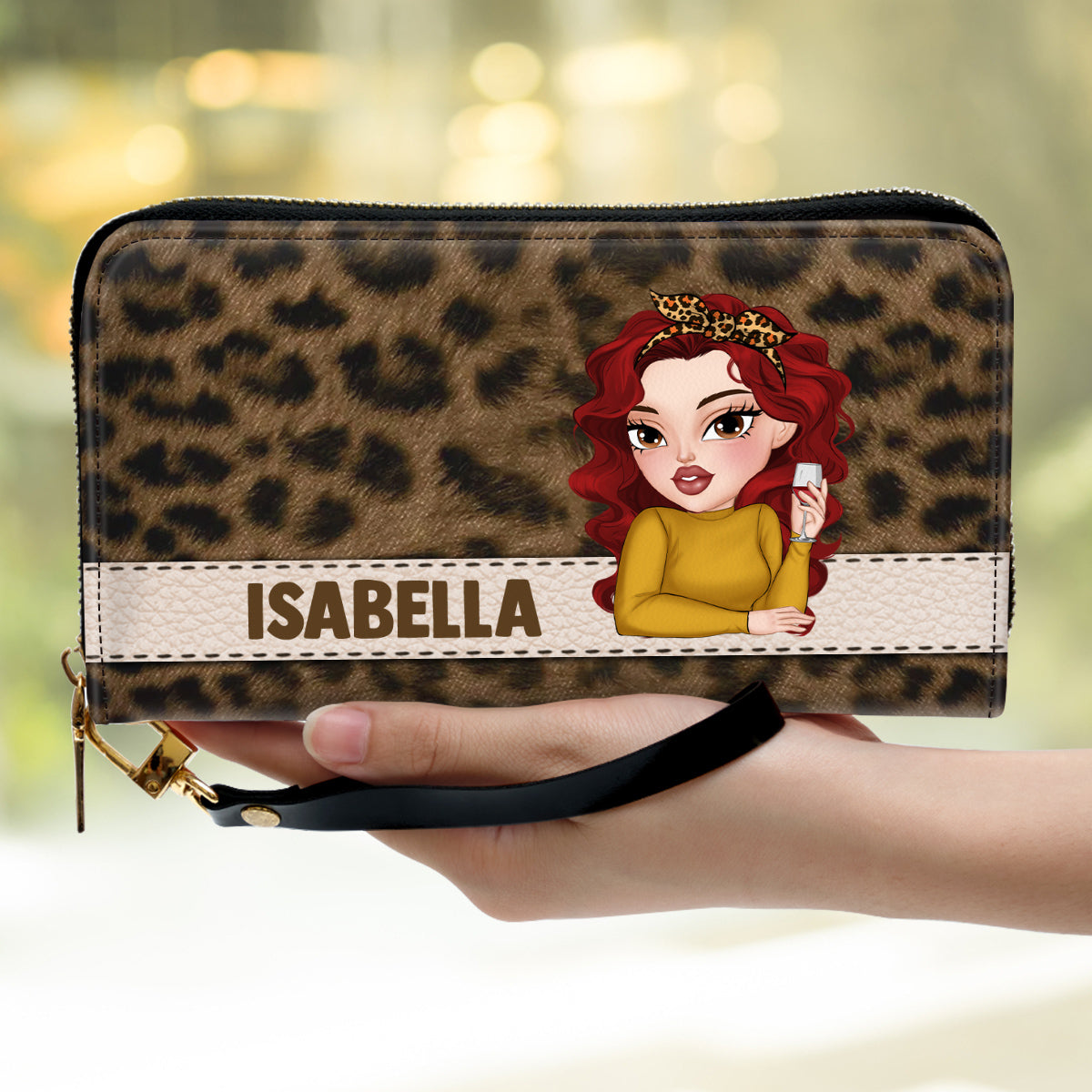 Name Leopard - Personalized Leather Wallet