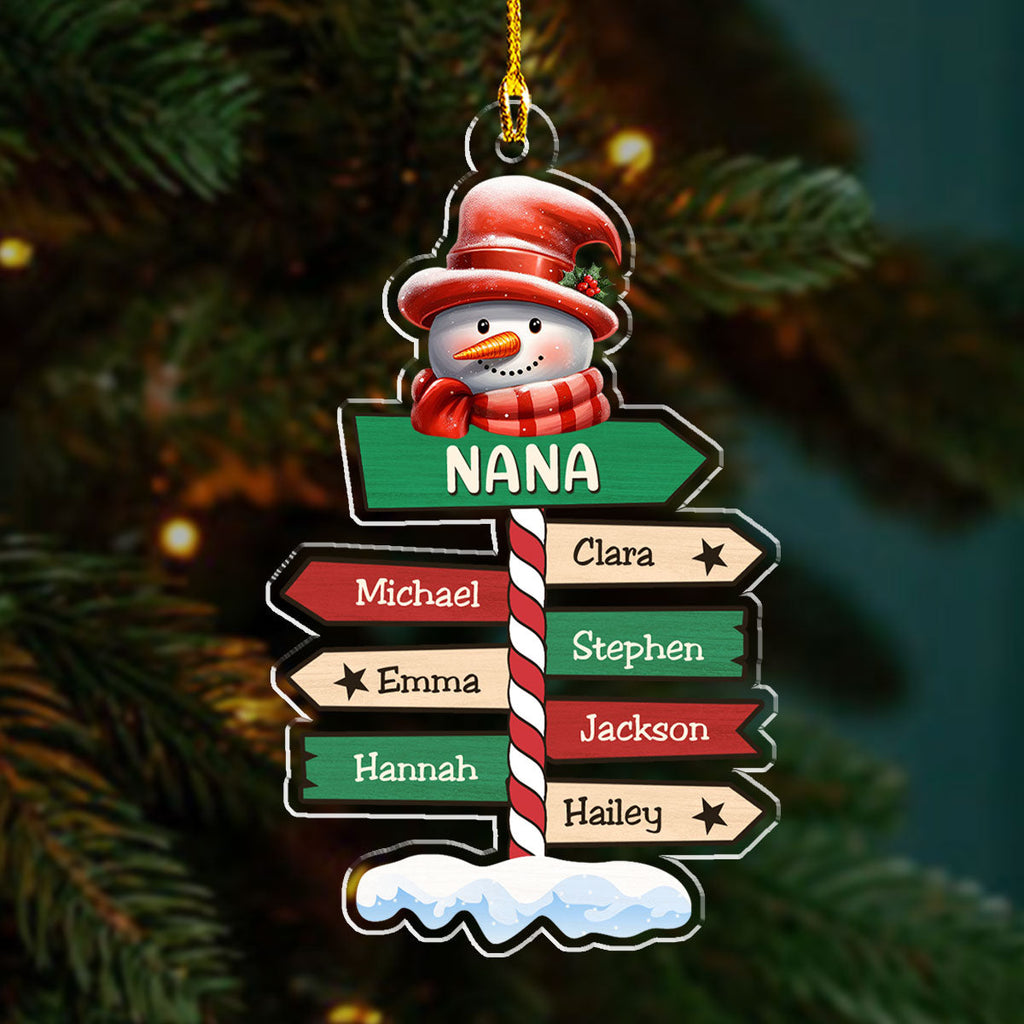 Custom Family Ornament, Christmas Gift for Family Members •  Grandma Pole Sign Christmas - Personalized Acrylic Ornament