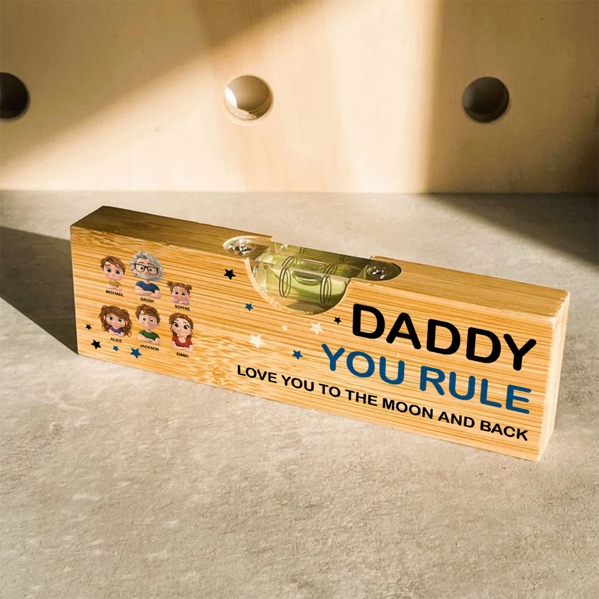 Dad You Rule - Personalized Wooden Spirit Level Bottle Opener