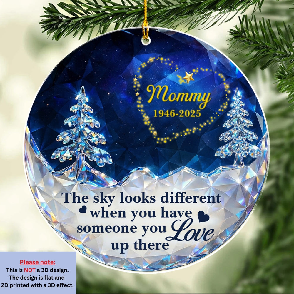 Custom Memorial Christmas Ornament, Sympathy Keepsake •  Crystal Sky - Personalized Acrylic Ornament
