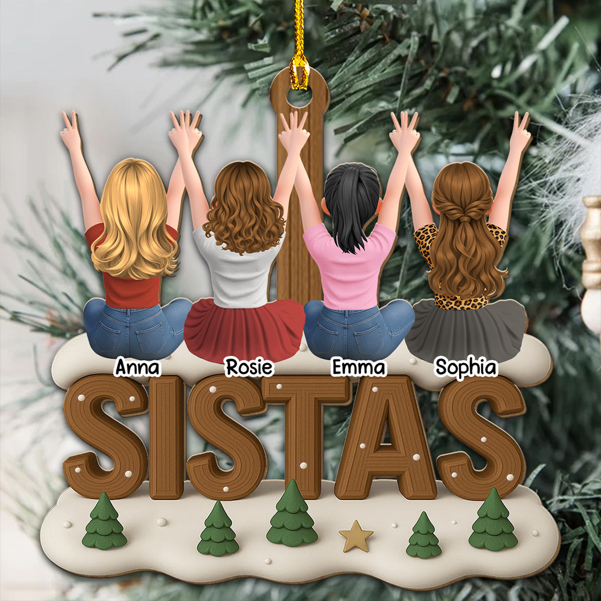 Custom Friendship Christmas Ornament, Best Friend Gift •  Besties Since Forever - Personalized 3D Effect Wood Ornament