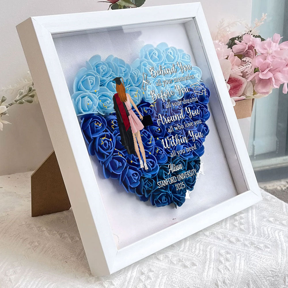 Behind You All Your Memories Before You All Your Dreams - Personalized Flower Shadow Box
