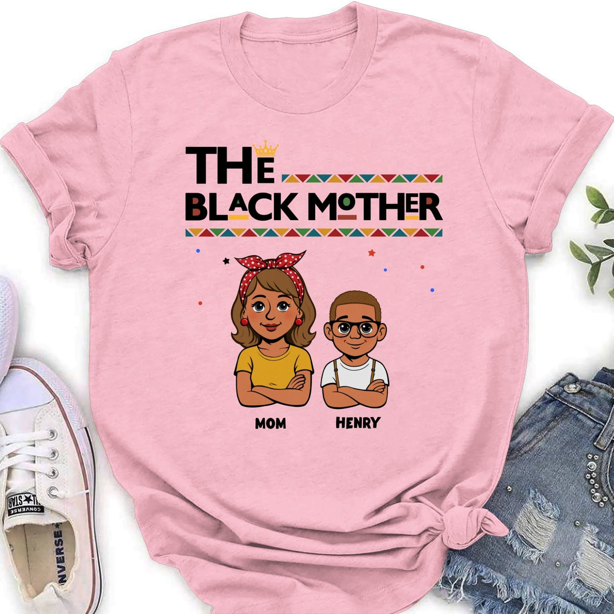 Custom Christmas & Birthday Gift for Mom, Grandma • The Blackmother - Personalized Shirt - Long Sleeve