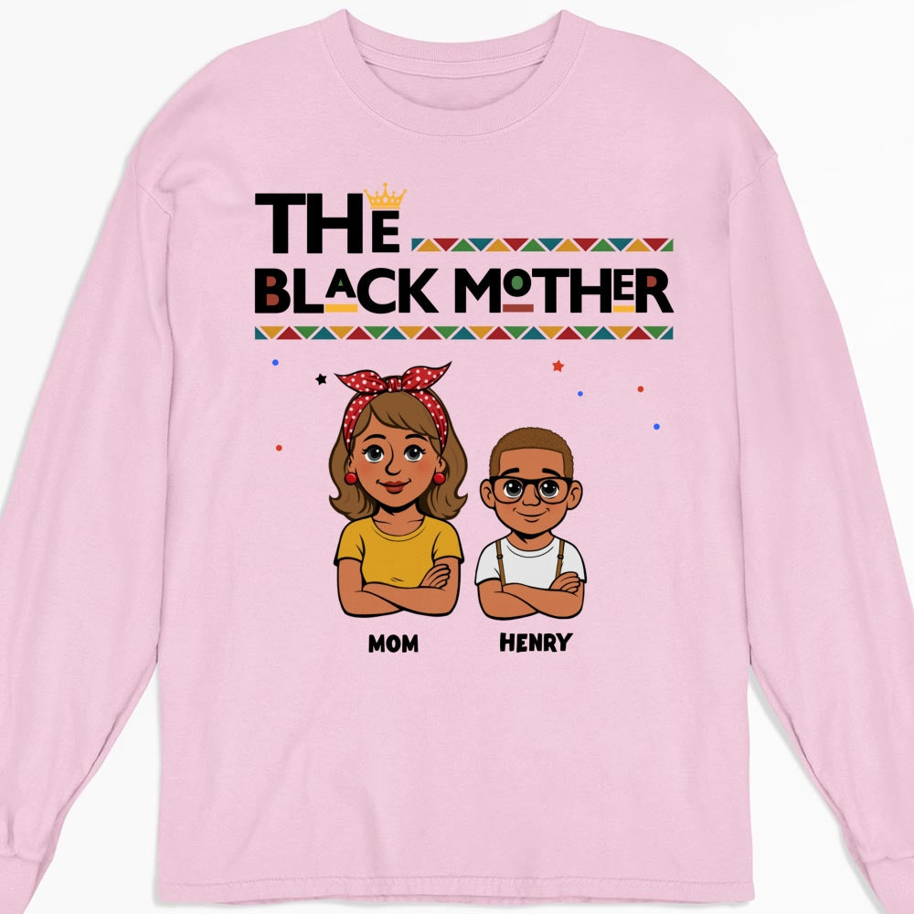 Custom Christmas & Birthday Gift for Mom, Grandma • The Blackmother - Personalized Shirt - Long Sleeve