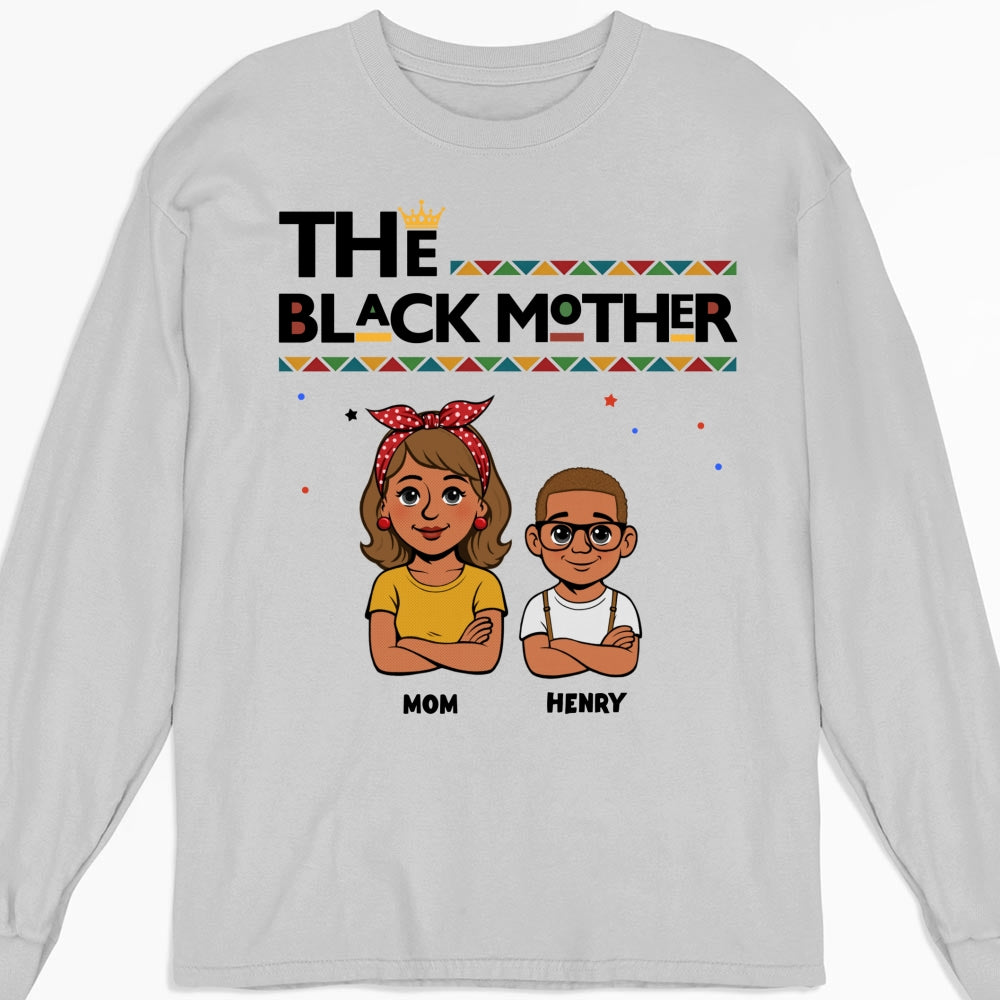 Custom Christmas & Birthday Gift for Mom, Grandma • The Blackmother - Personalized Shirt - Long Sleeve
