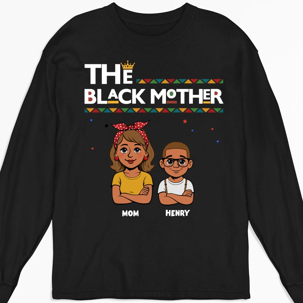 Custom Christmas & Birthday Gift for Mom, Grandma • The Blackmother - Personalized Shirt - Long Sleeve