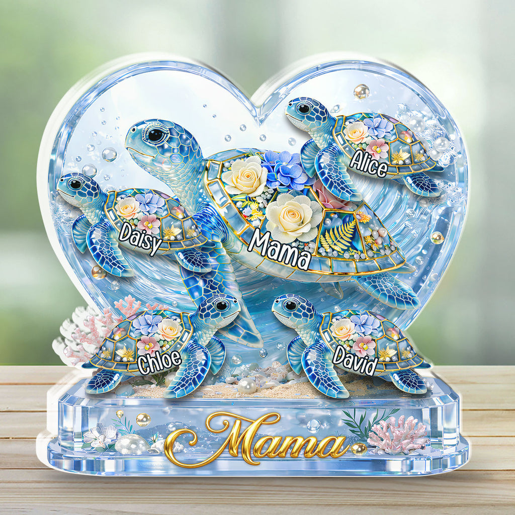 Custom Mother's Day Decor, Gift for Mom & Grandma • Grandma Mom Turtle - Personalized Acrylic Plaque