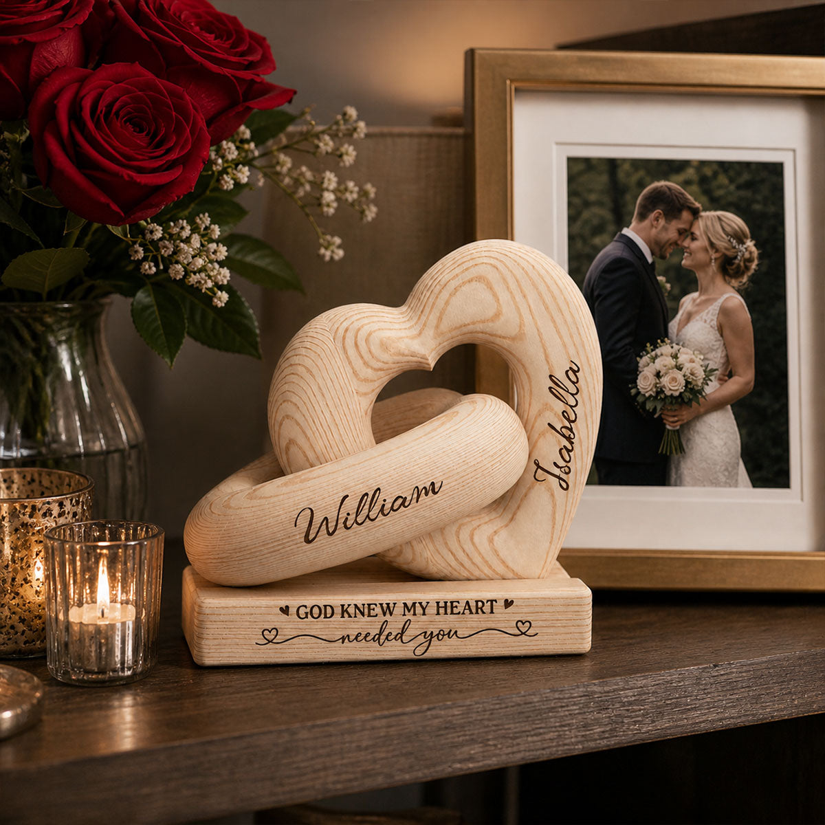 God Knew My Heart - Personalized Heart Sculpture With Base